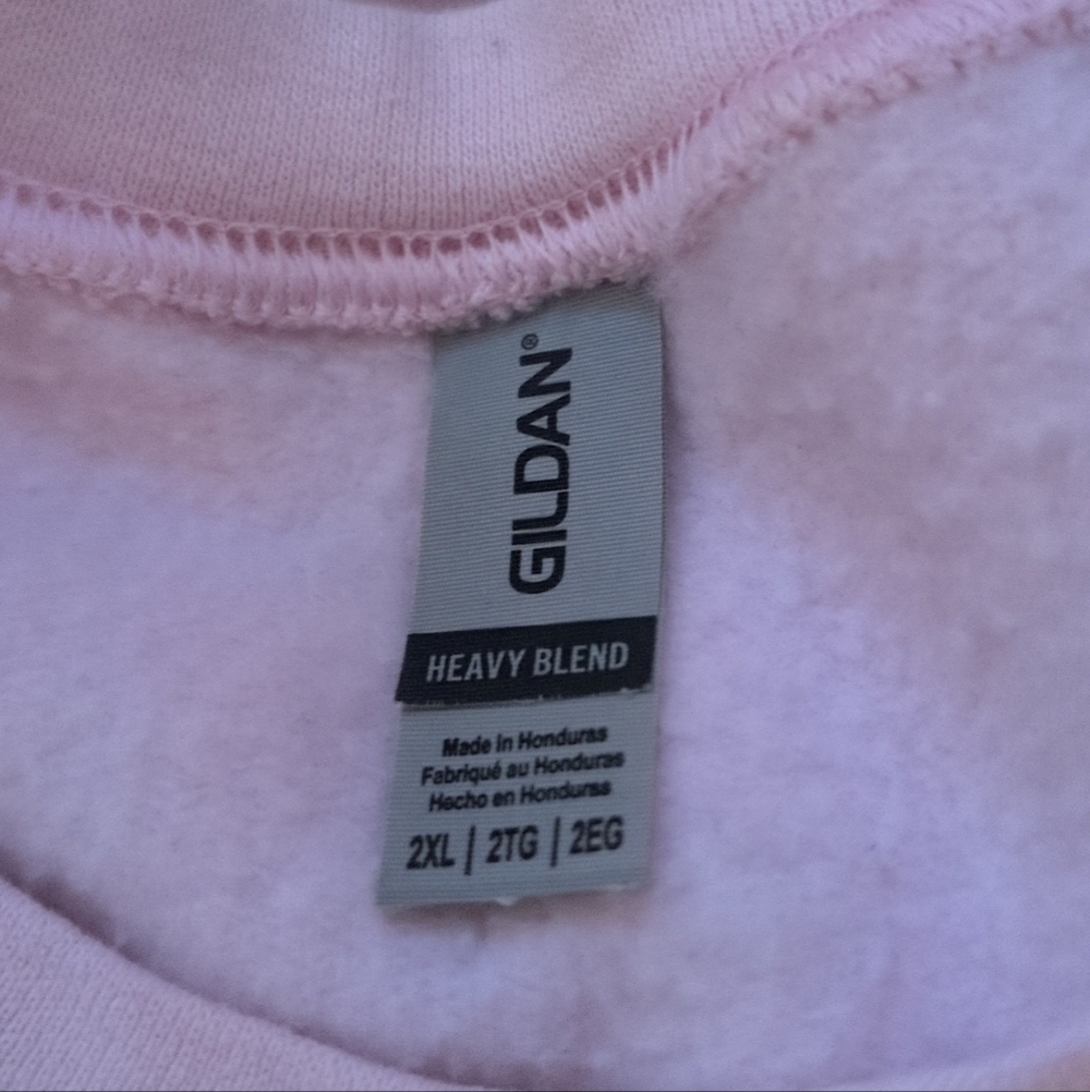Gildan Women's "My Tummy Hurts" Graphic Light Pink Custom Crewneck Sweatshirt - Picture 9 of 11